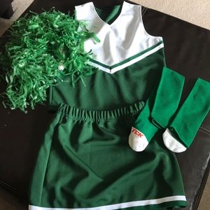 Girls cheerleading uniform socks and pom-pom